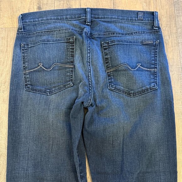 7 For All Mankind Slimmy Jeans Mens 33 Dark Blue Wash - Picture 8 of 8